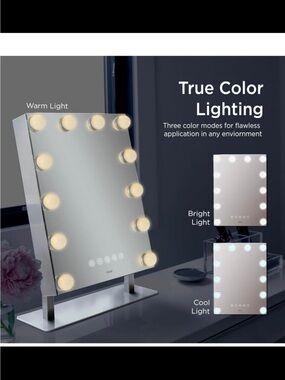 iHome Bluetooth LED Hollywood Vanity Mirror with Warm, Bright, Cool Lighting